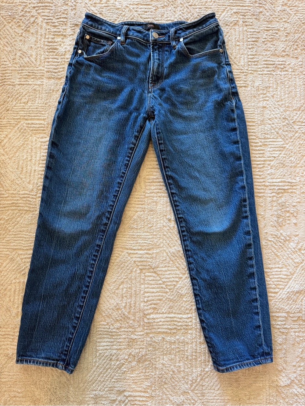 Quince Comfort Stretch Mid Rise Slim Boyfriend Jeans Women’s Size 27 Dark Wash